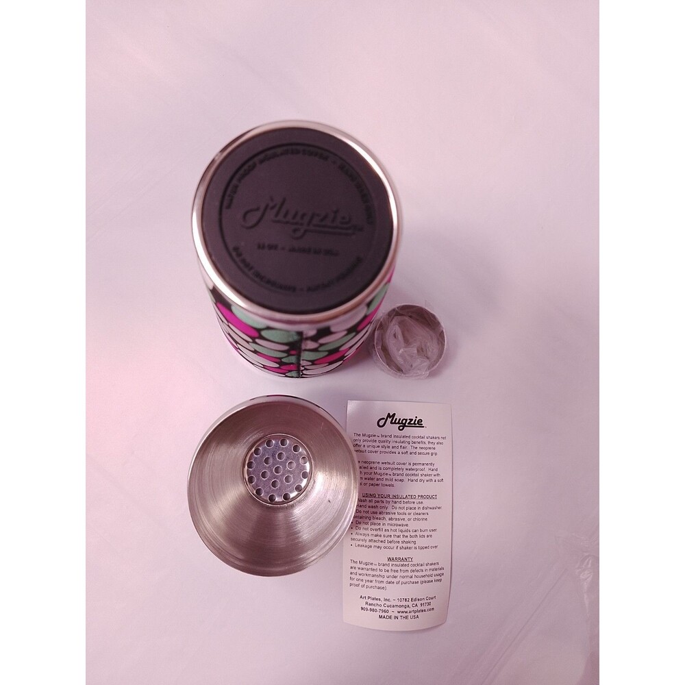 Mugzie 16 oz Insulated Cocktail Shaker Stainless Steel Polka Dot Open Box NEW - Picture 3 of 4